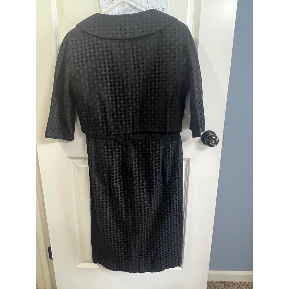 Vintage Black Eyelet Dress & Jacket Set Topaz Original Cutwork Lace 2 Piece